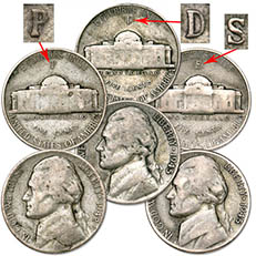 Silver War Nickels (42-45 Only With Large Mint Mark On Back)