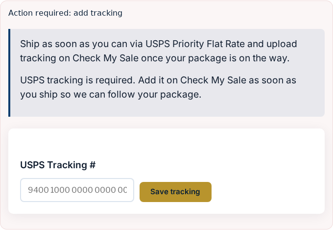 Close-up of upload tracking form